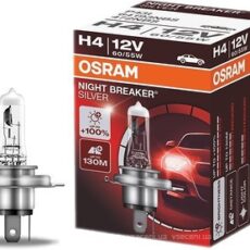 OSRAM ΛΑΜΠΑ 12V60/55W P43t +100% NIGHT BREAKER SILVER